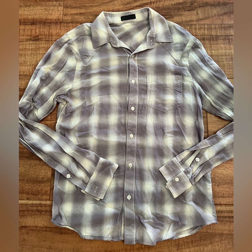 Richard Chai soft purple plaid button down shirt
